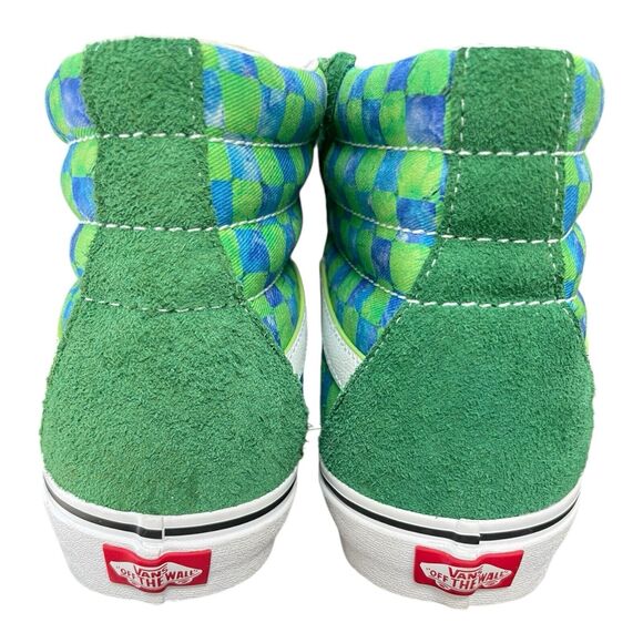 VANS SK8-HI AWAKE NY GREEN‎ SUEDE WHITE BLUE RED CHECKERBOARD SKATE sz 10 - Picture 5 of 8